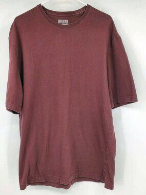 Maroon Solid Heavyweight Cotton Relaxed Fit Casual Everyday T‑Shirt